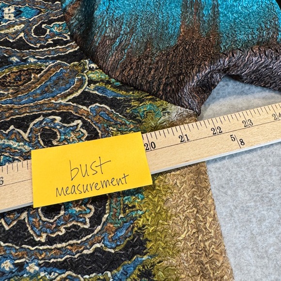 Chicos Travelers Crushed Artsy Jacket Womens 2 L 12 Brown Blue Green NEW - Picture 11 of 15